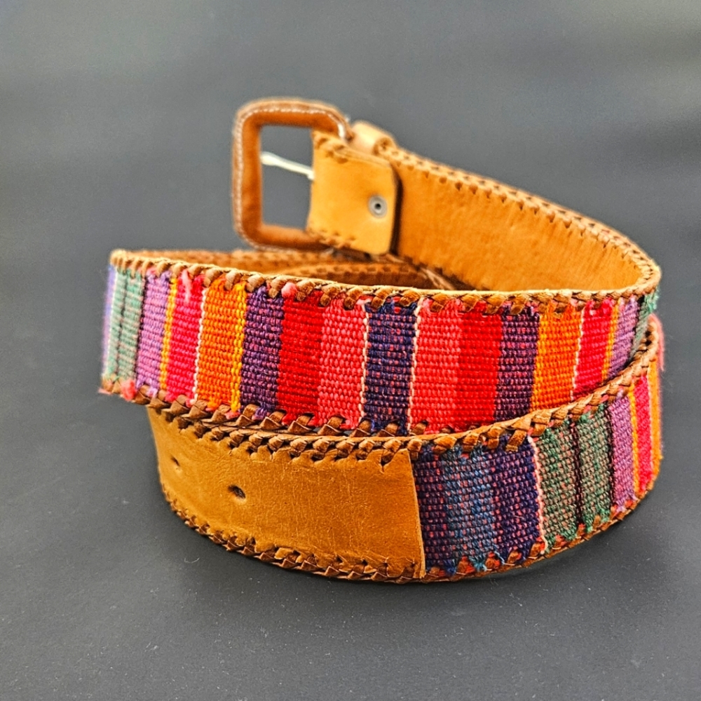 Vintage 80s Guatemalan Leather 33" Belt